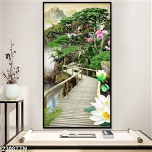 Mẫu Tranh thác nước, phong thủy mã số 2308TTN