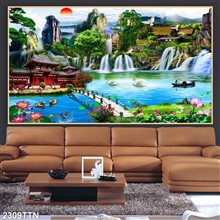 Mẫu Tranh thác nước, phong thủy mã số 2309TTN