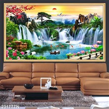Mẫu Tranh thác nước, phong thủy mã số 2317TTN