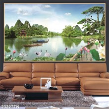 Mẫu Tranh thác nước, phong thủy mã số 2322TTN