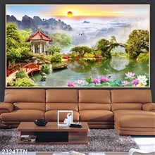 Mẫu Tranh thác nước, phong thủy mã số 2324TTN