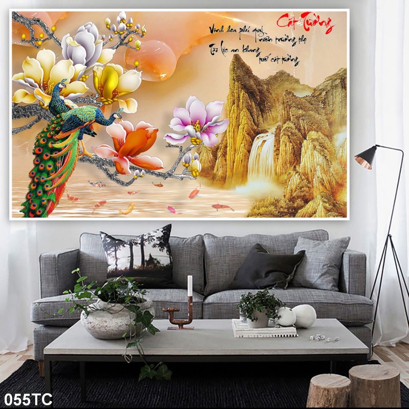 Tranh chim công 055TC