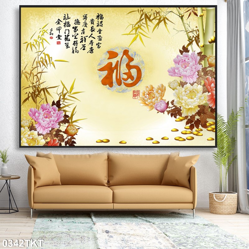 Tranh thư pháp, kim tiền 0342TKT