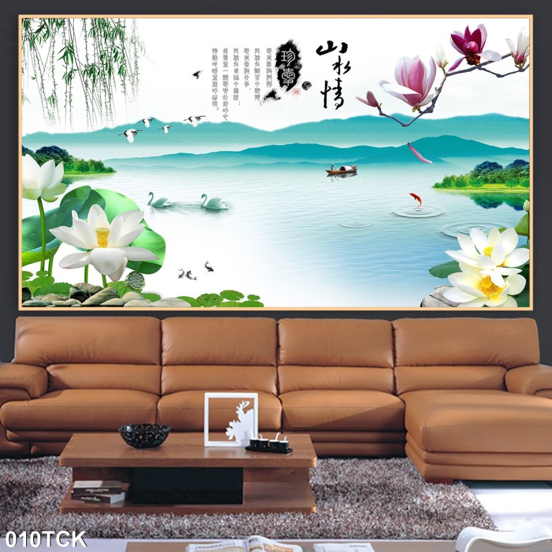 Tranh hoa sen,Cá Koi, cá chép 010TCK