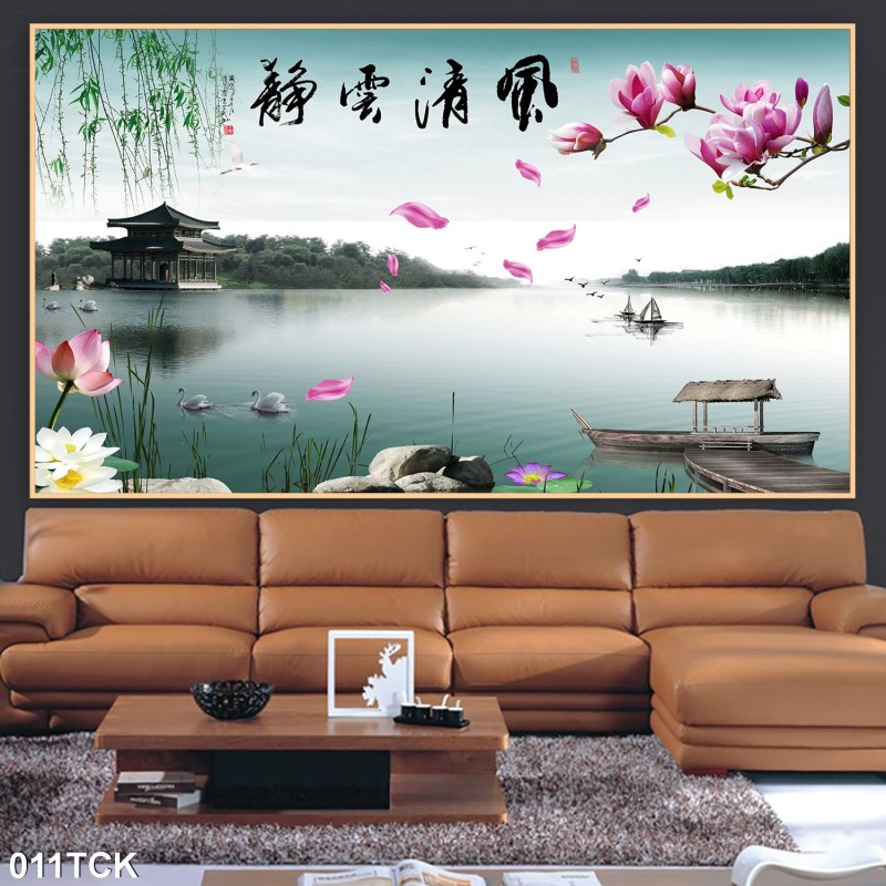 Tranh hoa sen,Cá Koi, cá chép 011TCK