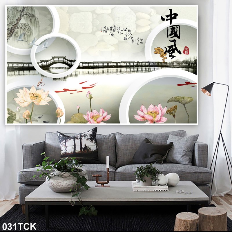 Tranh hoa sen,Cá Koi, cá chép 031TCK
