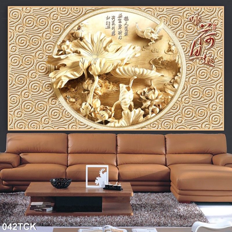 Tranh hoa sen,Cá Koi, cá chép 042TCK
