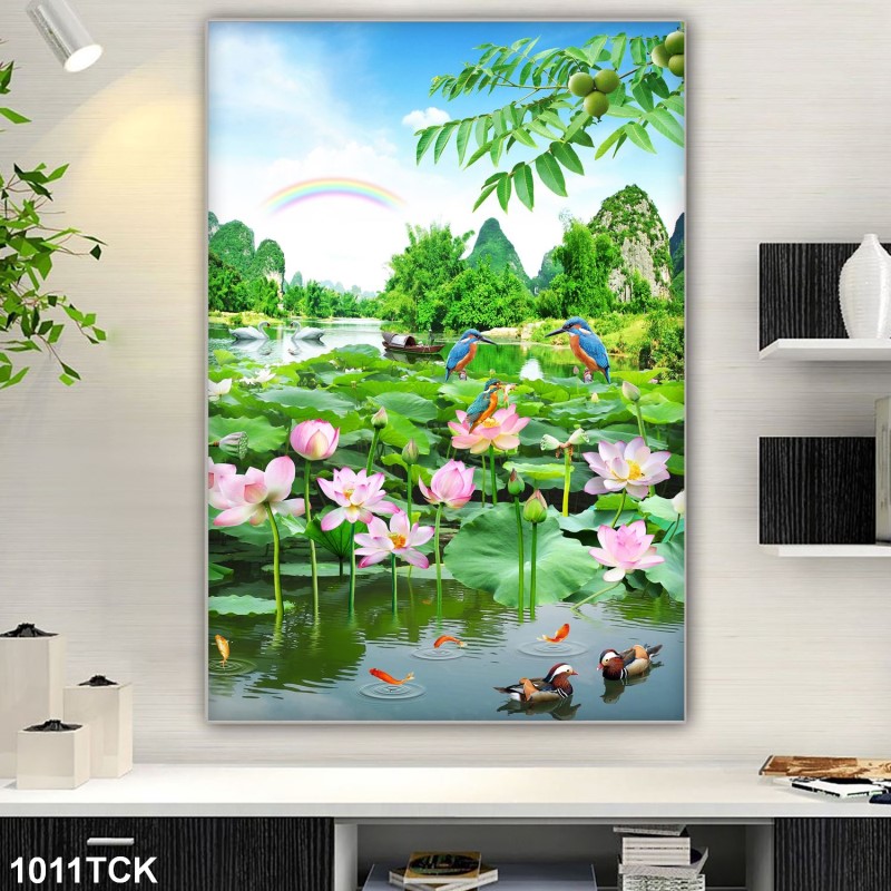 Tranh hoa sen,Cá Koi, cá chép 1011TCK