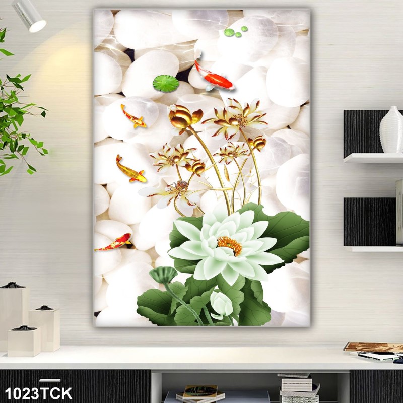 Tranh hoa sen,Cá Koi, cá chép 1023TCK