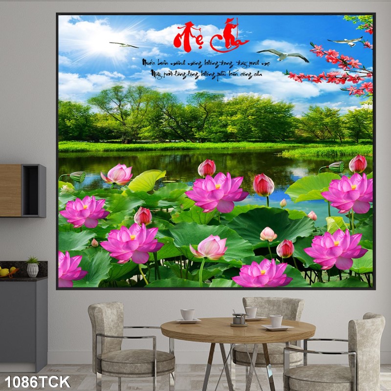 Tranh hoa sen,Cá Koi, cá chép 1086TCK