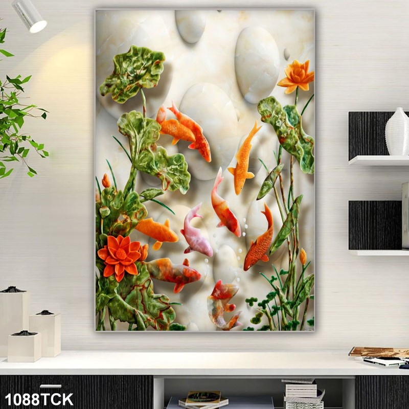 Tranh hoa sen,Cá Koi, cá chép 1088TCK