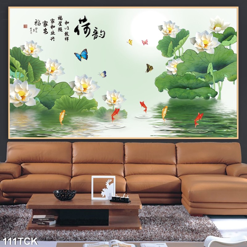 Tranh hoa sen,Cá Koi, cá chép 111TCK