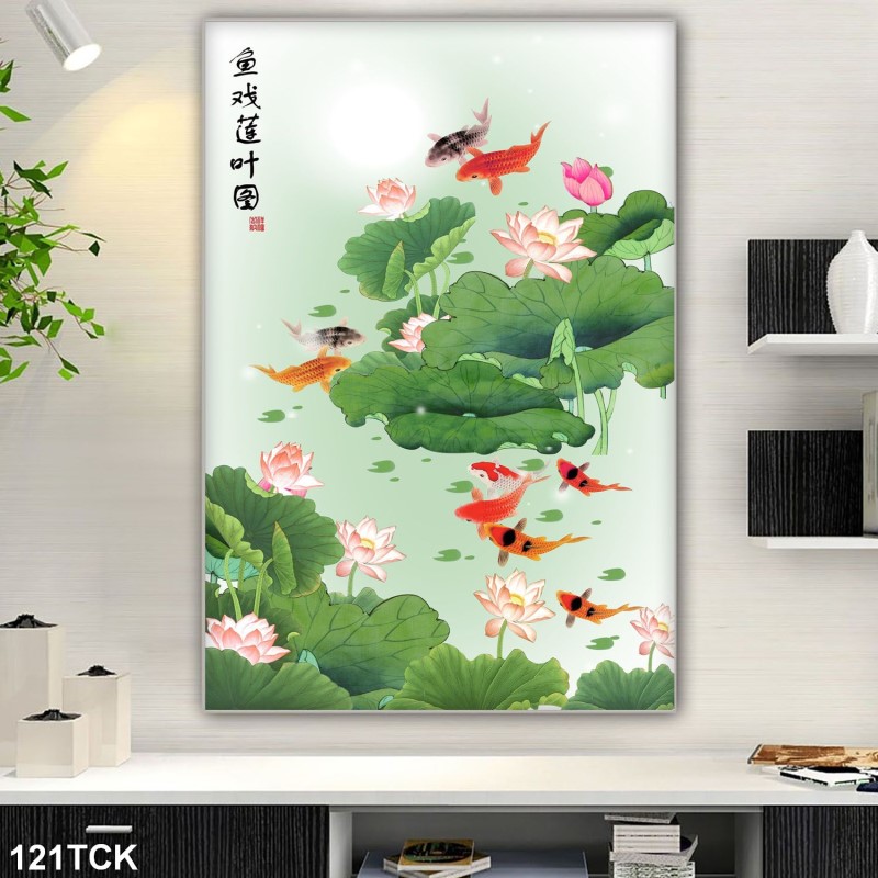 Tranh hoa sen,Cá Koi, cá chép 121TCK