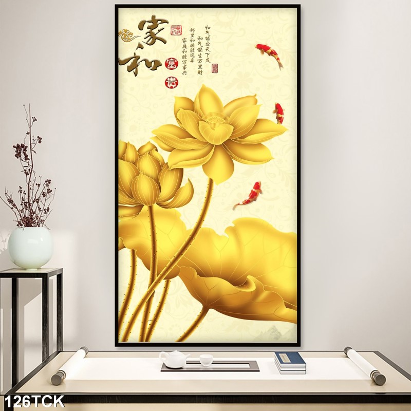 Tranh hoa sen,Cá Koi, cá chép 126TCK