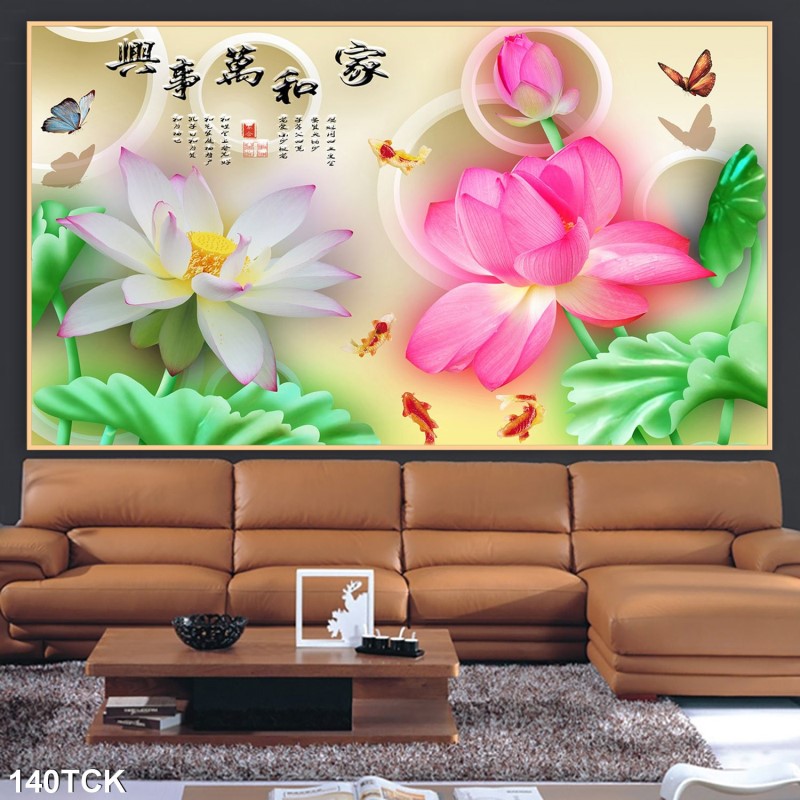 Tranh hoa sen,Cá Koi, cá chép 140TCK