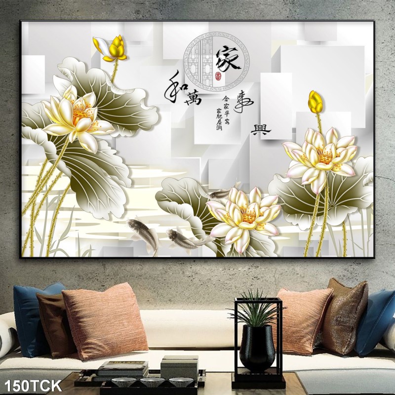 Tranh hoa sen,Cá Koi, cá chép 150TCK