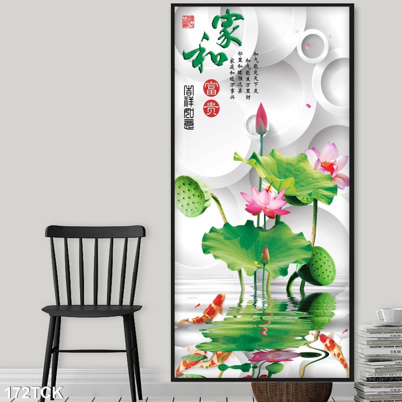 Tranh hoa sen,Cá Koi, cá chép 172TCK