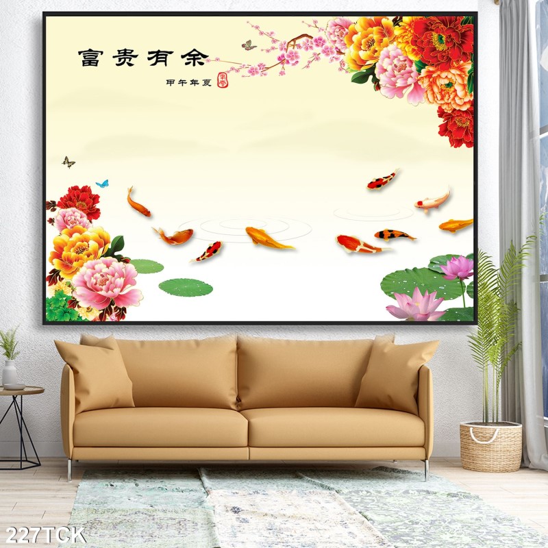 Tranh hoa sen,Cá Koi, cá chép 227TCK