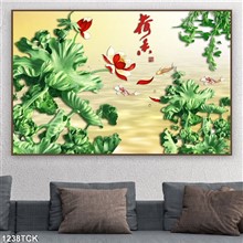 Mẫu Tranh hoa sen,Cá Koi, cá chép mã số 1238TCK