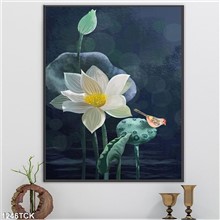 Mẫu Tranh hoa sen,Cá Koi, cá chép mã số 1246TCK
