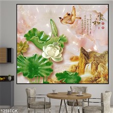 Mẫu Tranh hoa sen,Cá Koi, cá chép mã số 1259TCK