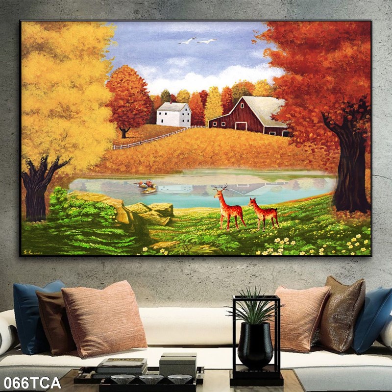 Tranh sơn dầu làng quê Châu Âu 066TCA