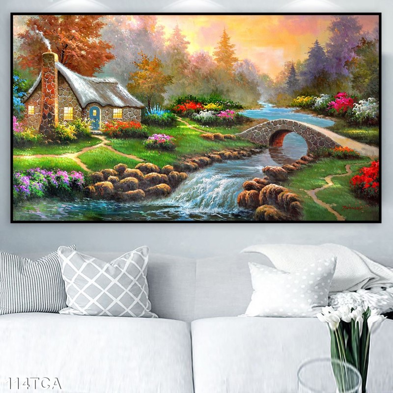 Tranh sơn dầu làng quê Châu Âu 114TCA