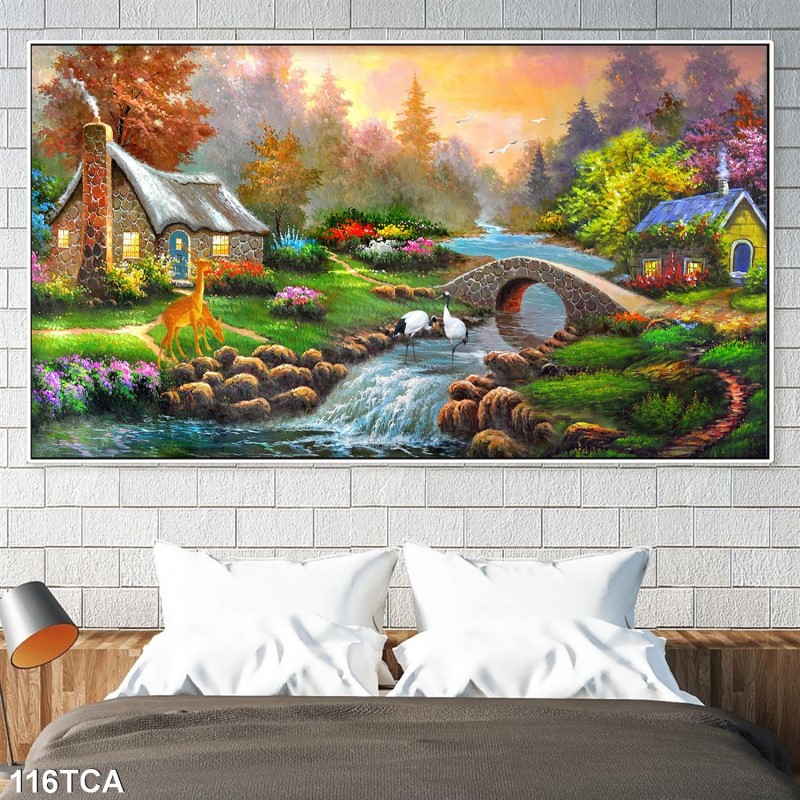 Tranh sơn dầu làng quê Châu Âu 116TCA