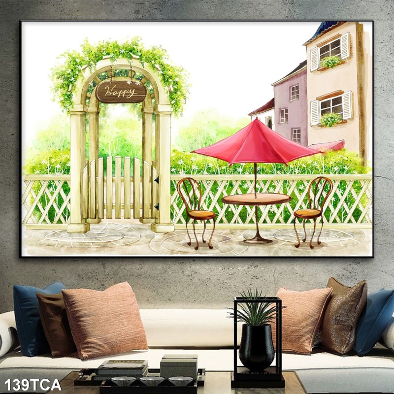 Tranh sơn dầu làng quê Châu Âu 139TCA