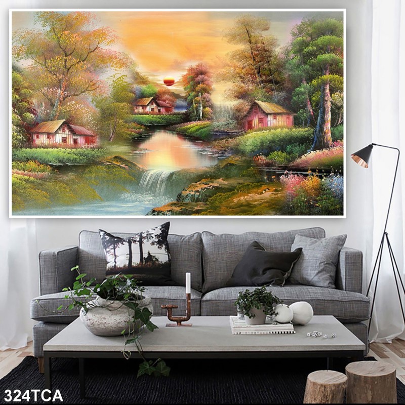 Tranh sơn dầu làng quê Châu Âu 324TCA