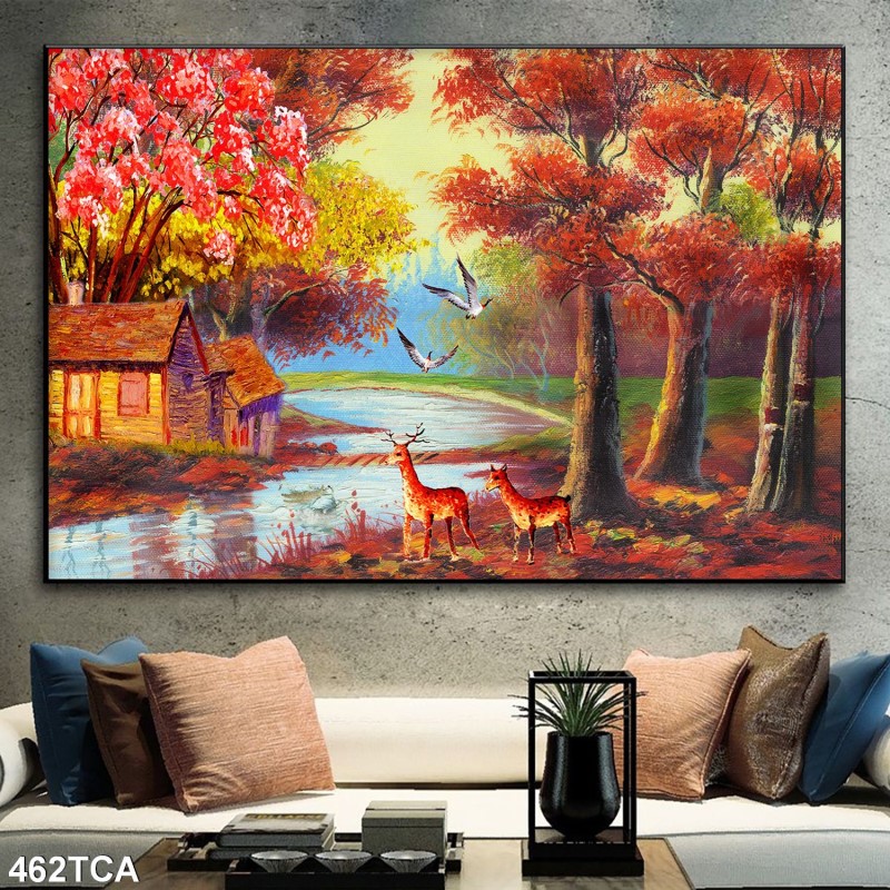 Tranh sơn dầu làng quê Châu Âu 462TCA