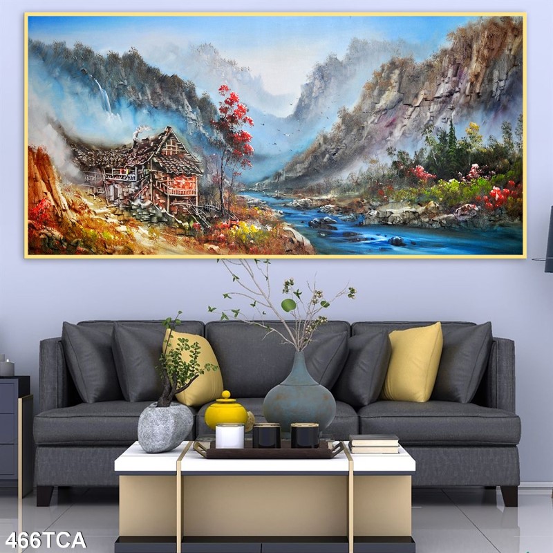 Tranh sơn dầu làng quê Châu Âu 466TCA