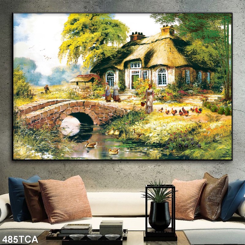 Tranh sơn dầu làng quê Châu Âu 485TCA