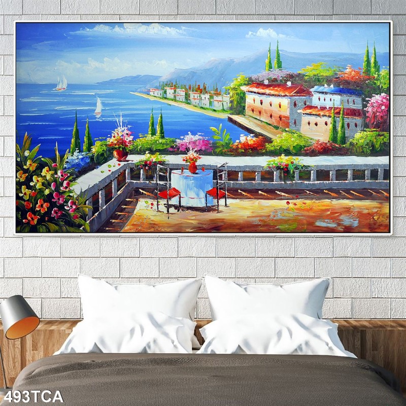 Tranh sơn dầu làng quê Châu Âu 493TCA