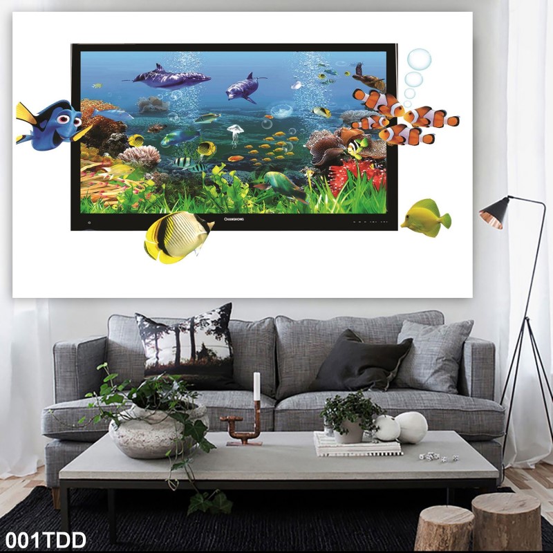 Tranh đại dương, cá heo 3D 001TDD