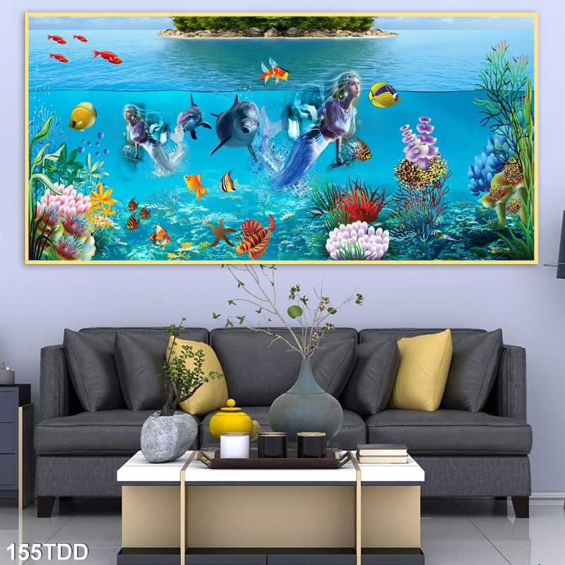 Tranh đại dương, cá heo 3D 155TDD