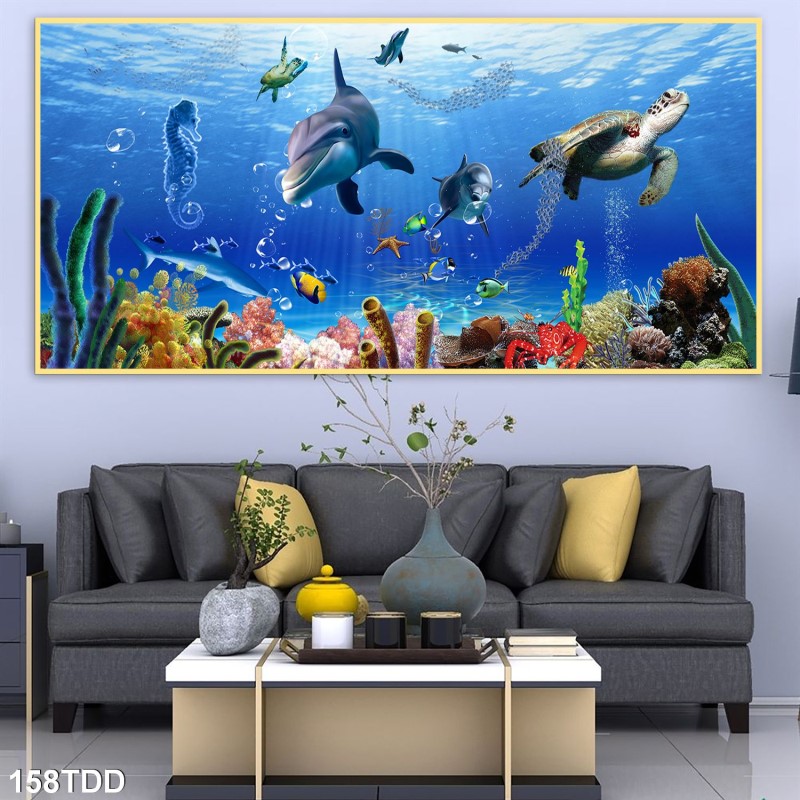 Tranh đại dương, cá heo 3D 158TDD