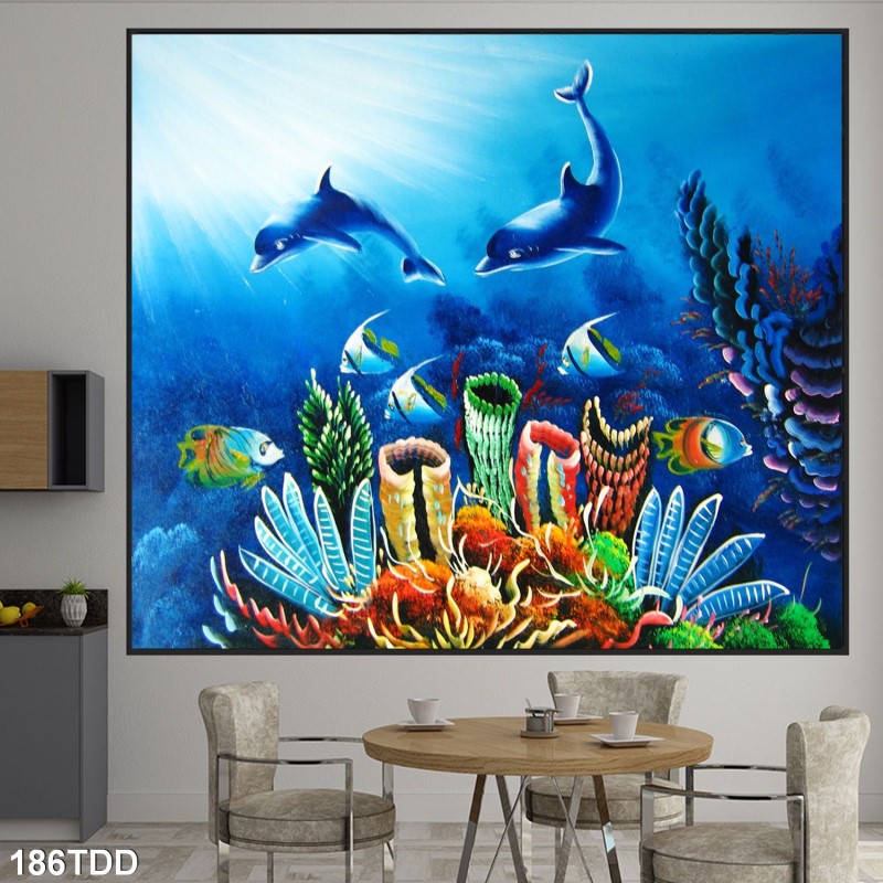 Tranh đại dương, cá heo 3D 186TDD