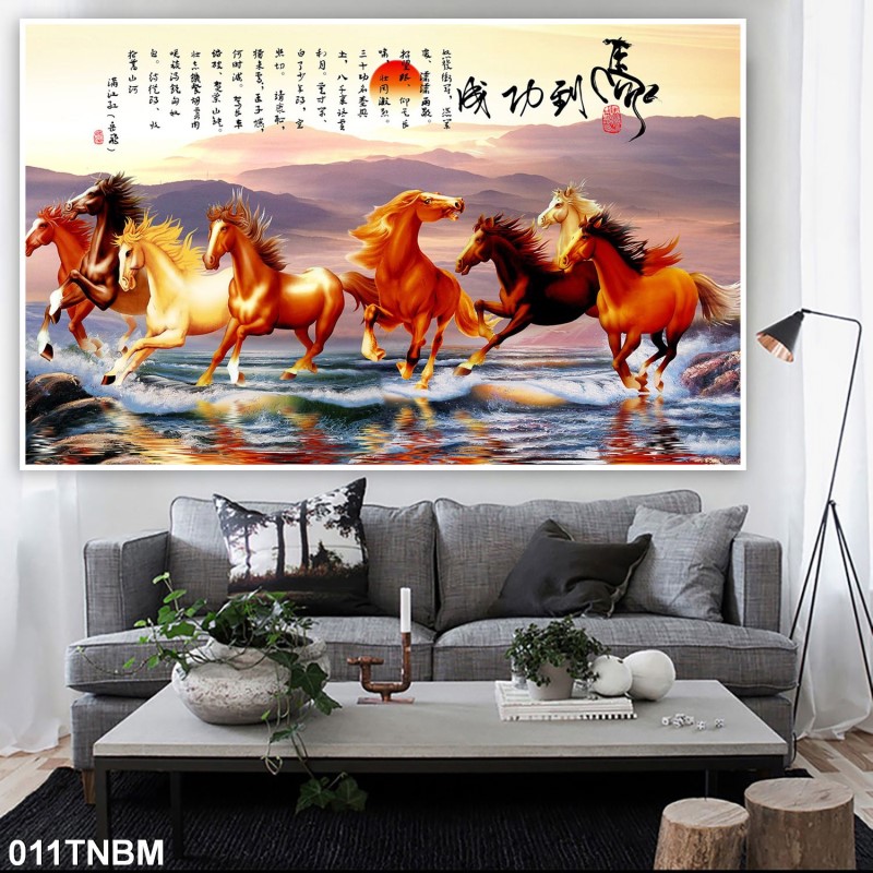 Tranh ngựa bát mã 011TNBM