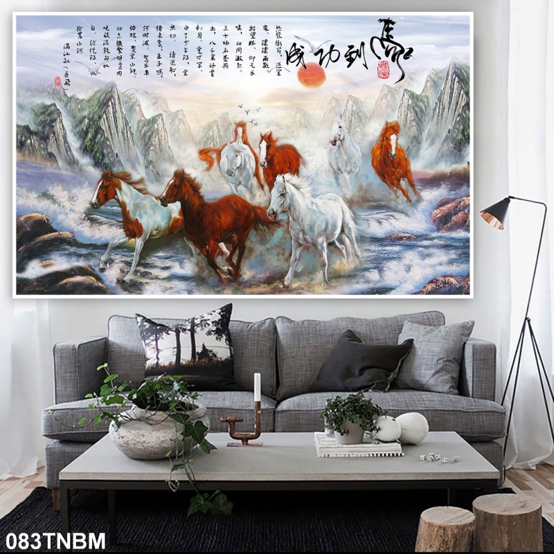 Tranh ngựa bát mã 083TNBM