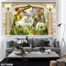 Mẫu Tranh ngựa bát mã mã số 591TNBM